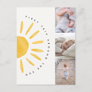 zonneschijn 1e reis rond de zon verjaardagsuitnodi briefkaart
