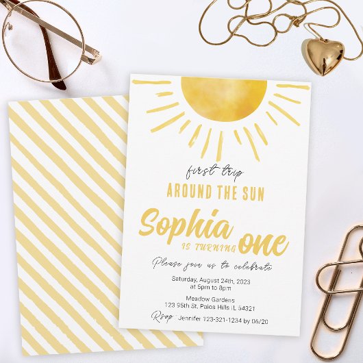 Zonneschijn 1e verjaardag Eerste reis rond de zon Kaart