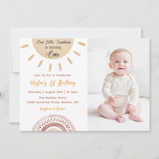 Zonneschijn 1e Verjaardag Onze Kleine Zonneschijn  Kaart (Voorkant)
