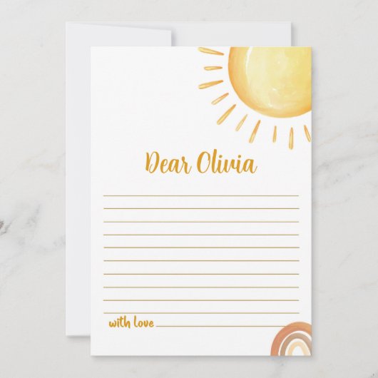 Zonneschijn 1e Verjaardag Tijd Capsule Kaart (Voorkant)