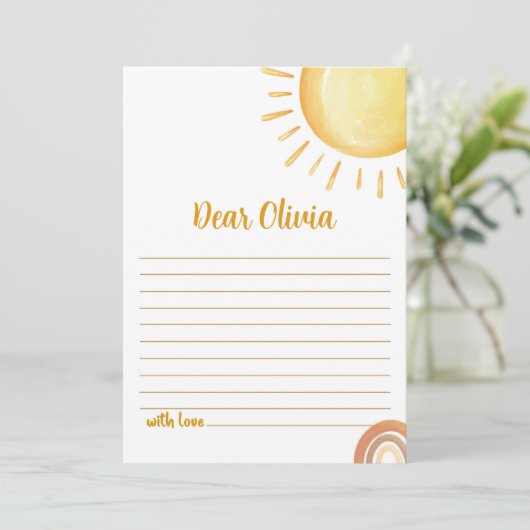 Zonneschijn 1e Verjaardag Tijd Capsule Kaart (Staand voorkant)