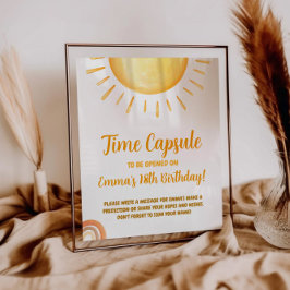 Zonneschijn 1e Verjaardag Tijd Capsule Teken Poster