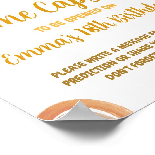 Zonneschijn 1e Verjaardag Tijd Capsule Teken Poster (Hoek)