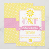 Zonneschijn 1e verjaardag uitnodiging (Voorkant / Achterkant)