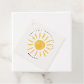 Zonneschijn 1e verjaardag waterverf zon bedankjes labels (In situ)
