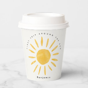 Zonneschijn 1e verjaardag waterverf zon papieren bekers