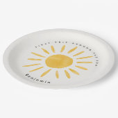 Zonneschijn 1e verjaardag waterverf zon papieren bordje (Gekanteld)