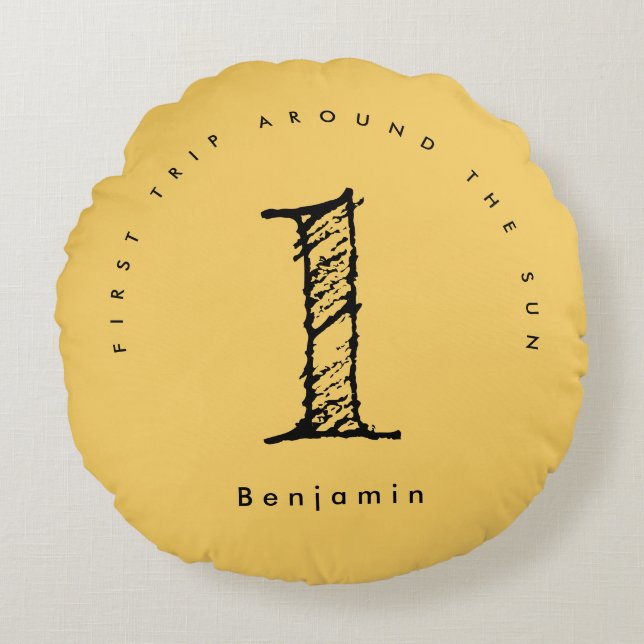 Zonneschijn 1e verjaardag waterverf zon rond kussen (Voorkant)