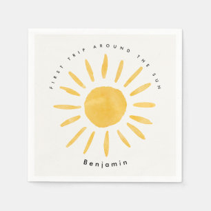 Zonneschijn 1e verjaardag waterverf zon servet