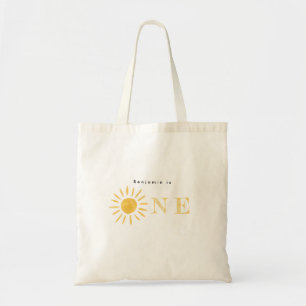 Zonneschijn 1e verjaardag waterverf zon tote bag