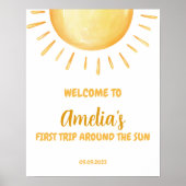 Zonneschijn 1e Verjaardag Welkomstbord Poster (Voorkant)