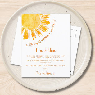 Zonneschijn Baby Shower Bedankt Briefkaart