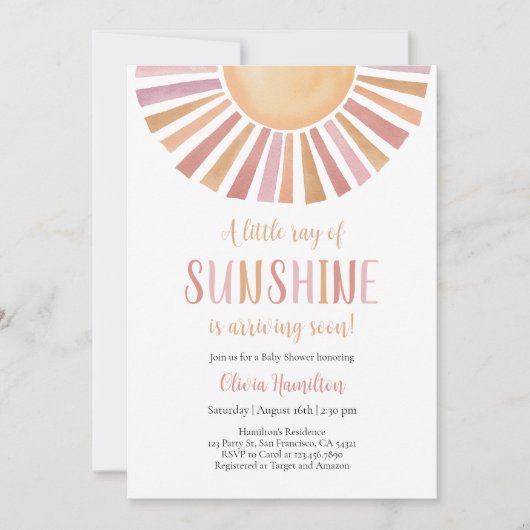 Zonneschijn Baby shower, een kleine zonnestraal Kaart (Voorkant)