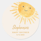 Zonneschijn Baby Shower Ronde Sticker (Voorkant)