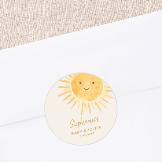 Zonneschijn Baby Shower Ronde Sticker