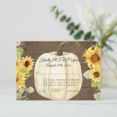 Zonneschijn Bloemige Witte Pompoen Houten RSVP  Kaart (Staand voorkant)