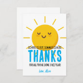 Zonneschijn Dank u, zomer leraar waardering Bedankkaart (Voorkant / Achterkant)