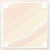 Zonneschijn - diagonale oranje en gele strepen glazen onderzetter (Achterkant)