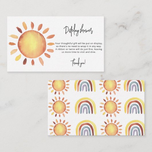 Zonneschijn - display douche informatiekaartje (Voorkant / Achterkant)