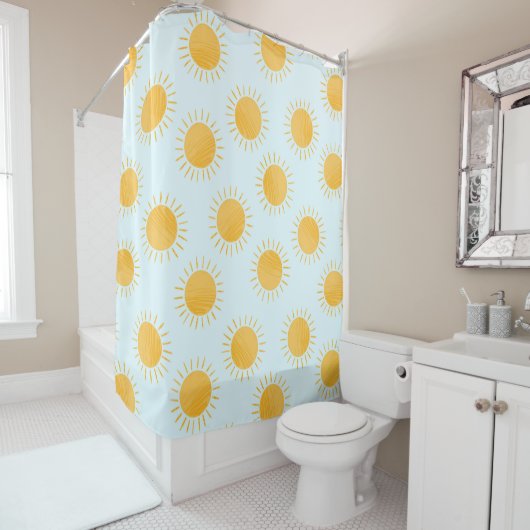 Zonneschijn Doodle Day Patroon Douchegordijn (In situ)
