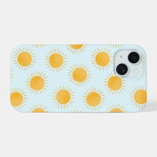 Zonneschijn Doodle Day Patroon iPhone 15 Case (Achterkant horizontaal)