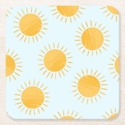 Zonneschijn Doodle Day Patroon Kartonnen Onderzetters (Voorkant)