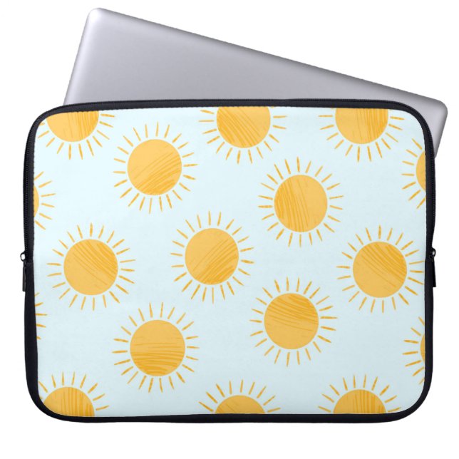 Zonneschijn Doodle Day Patroon Laptop Sleeve (Voorkant)