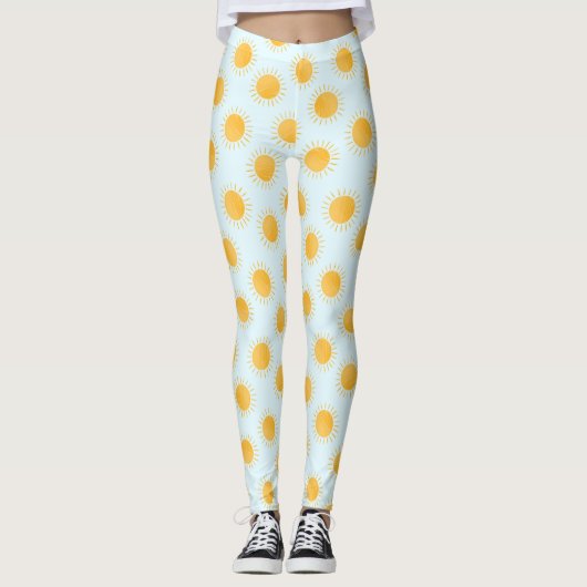 Zonneschijn Doodle Day Patroon Leggings (Voorkant)