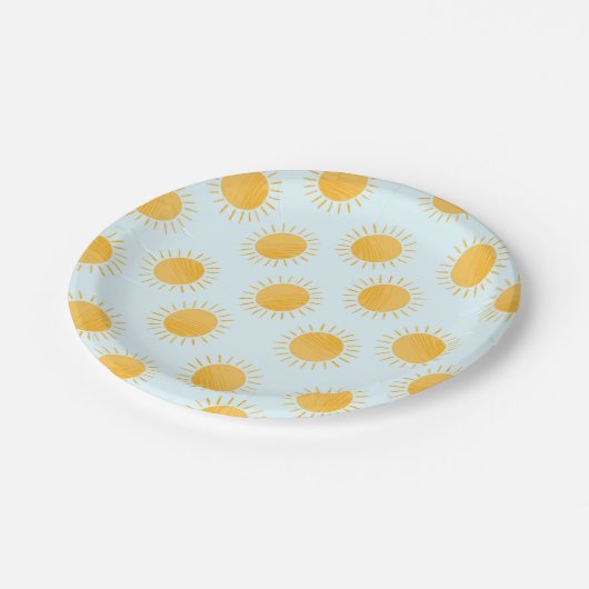 Zonneschijn Doodle Day Patroon Papieren Bordje (Gekanteld)