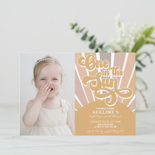 Zonneschijn Een in de zon Eerste verjaardag Boho F Kaart (Staand voorkant)