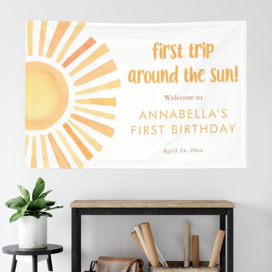 Zonneschijn Eerste reis rond de zon 1e verjaardag Spandoek
