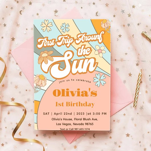 Zonneschijn eerste reis rond de zon verjaardag kaart