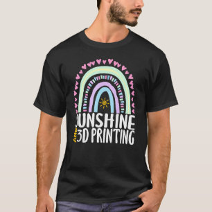 Zonneschijn en 3D Printing Leuke Regenboog Grafisc T-shirt