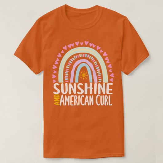 Zonneschijn en Amerikaanse Curl Schattige Regenboo T-shirt (Design voorkant)