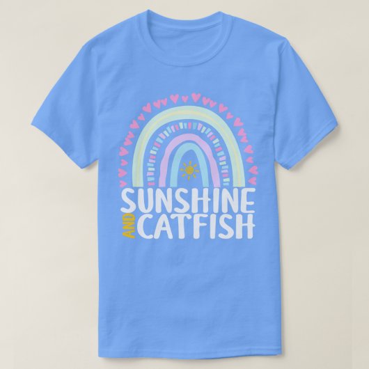 Zonneschijn en Catfish Schattige Regenboog Gift vo T-shirt (Design voorkant)