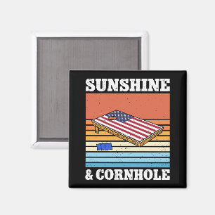 Zonneschijn en Cornhole Spel Hobby Retro Gift Grap Magneet