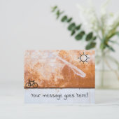Zonneschijn en Fietsontwerp op Oranje Textuur Briefkaart (Staand voorkant)