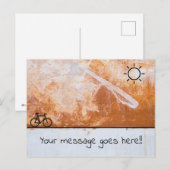 Zonneschijn en Fietsontwerp op Oranje Textuur Briefkaart (Voorkant / Achterkant)