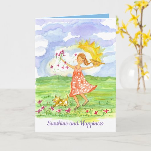 Zonneschijn en geluk denken aan jou kaart (Gele Bloem)