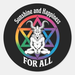 Zonneschijn en geluk voor alle Satan LGBTQ Pride Ronde Sticker