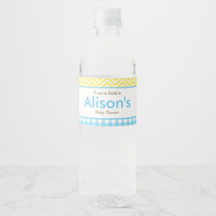 Zonneschijn en limonade blauw en geel waterfles etiket