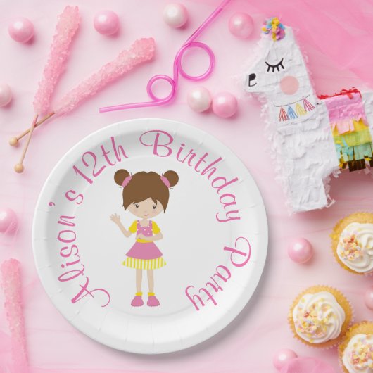 Zonneschijn en limonade rood haar meisje papieren bordje (Feest)