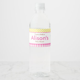 Zonneschijn en limonade roze en geel waterfles etiket