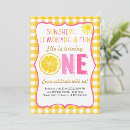 Zonneschijn en limonade zonneschijn uitnodiging vo (Staand voorkant)
