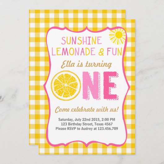 Zonneschijn en limonade zonneschijn uitnodiging vo (Voorkant / Achterkant)