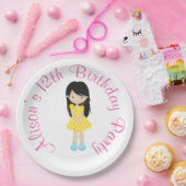 Zonneschijn en limonade zwart haar meisje papieren bordje (Feest)