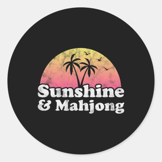 Zonneschijn en Mahjong Ronde Sticker (Voorkant)