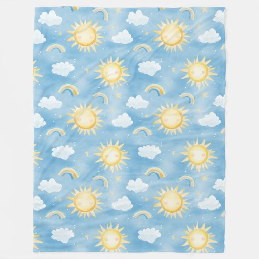 Zonneschijn en regenbogen fleece deken (Voorkant)