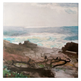 Zonneschijn en Schaduw, Prout's Neck, fijne kunst Tegeltje