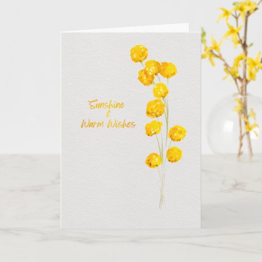 Zonneschijn en warme wensen Gele Billy Knopen Kaart (Gele Bloem)